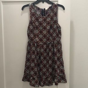 Womens Sleeveless Dress-Navy/Orange/Light Turquoise-Size Small